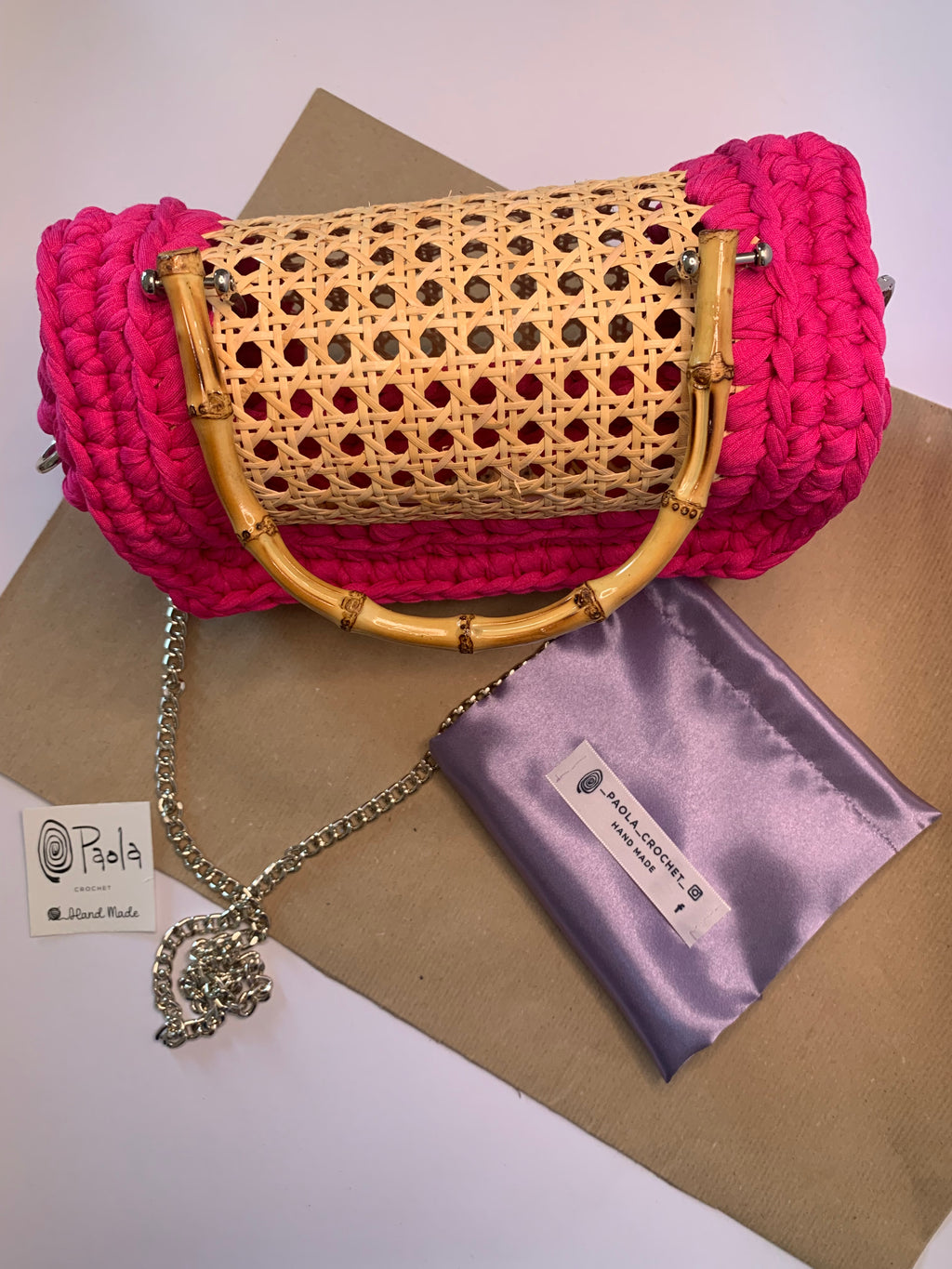 Borsa in paglia di Vienna Ciclamino
