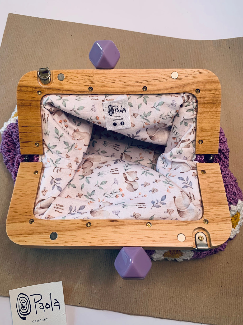 Borsa margherite mattonelle lilla scuro
