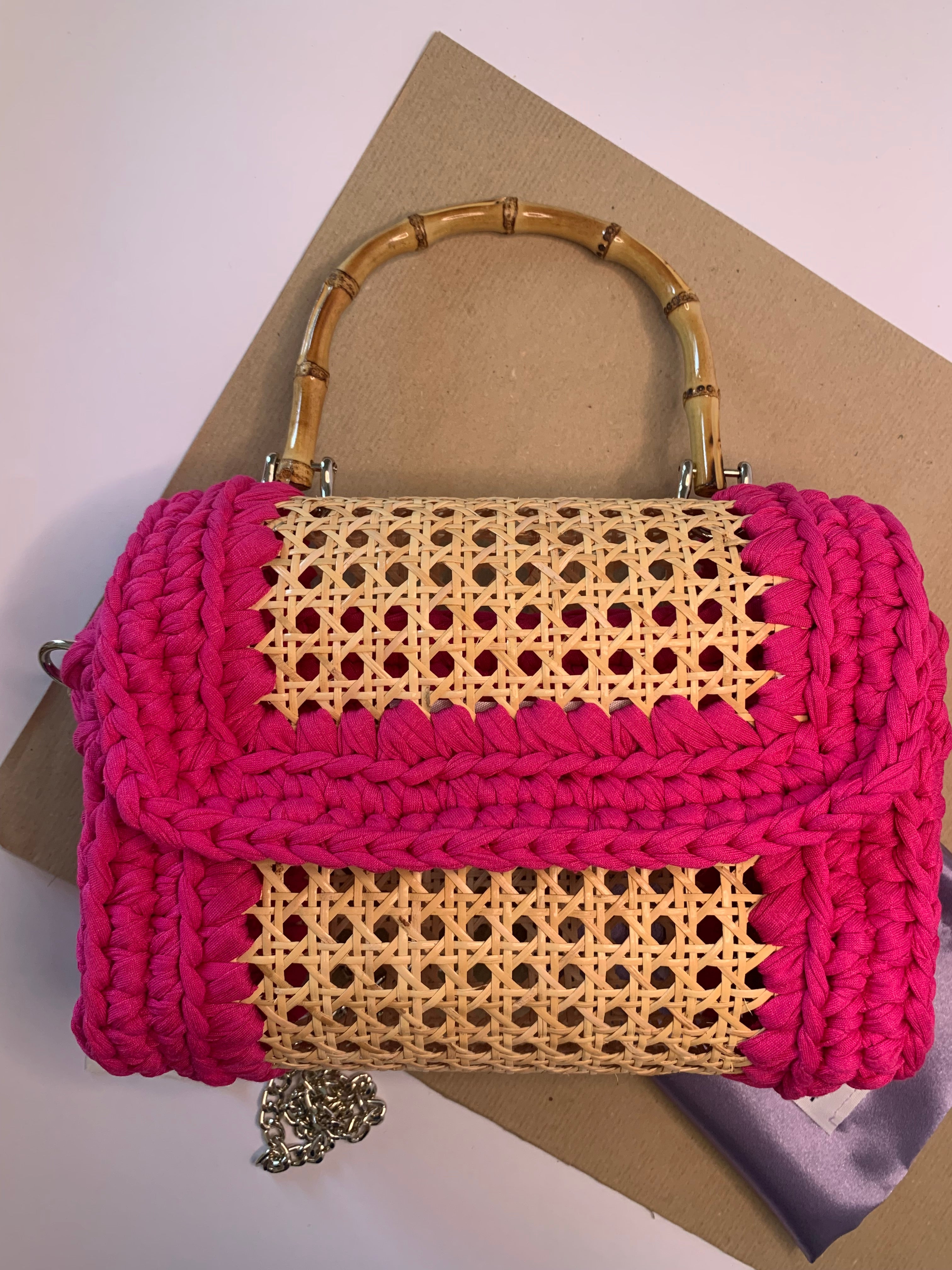 Borsa in paglia di Vienna Ciclamino