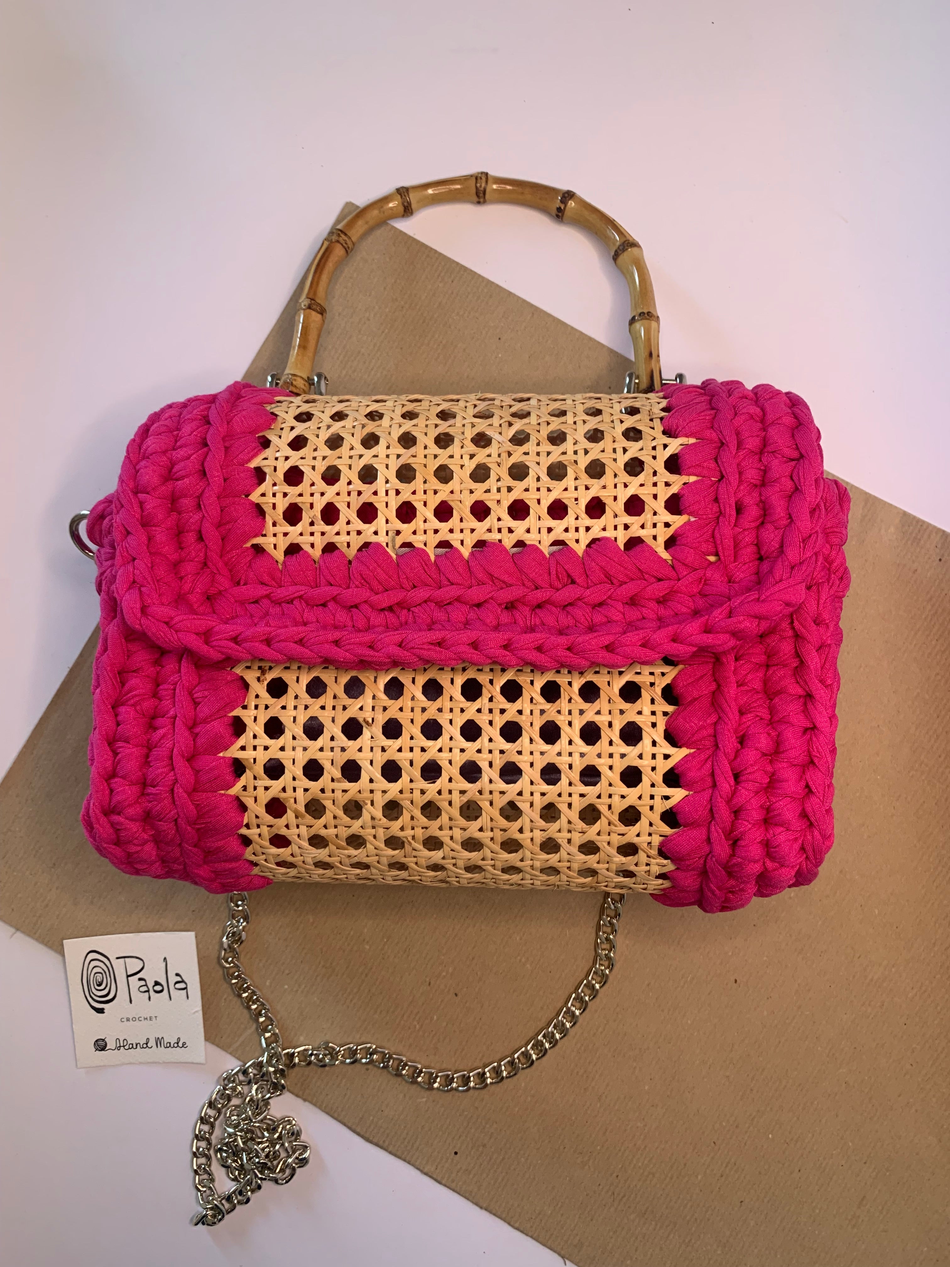 Borsa in paglia di Vienna Ciclamino
