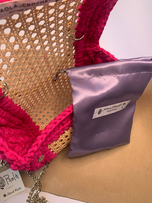 Borsa in paglia di Vienna Ciclamino